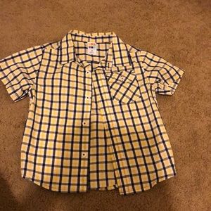Yellow and plaid boys 3T button down short sleeve